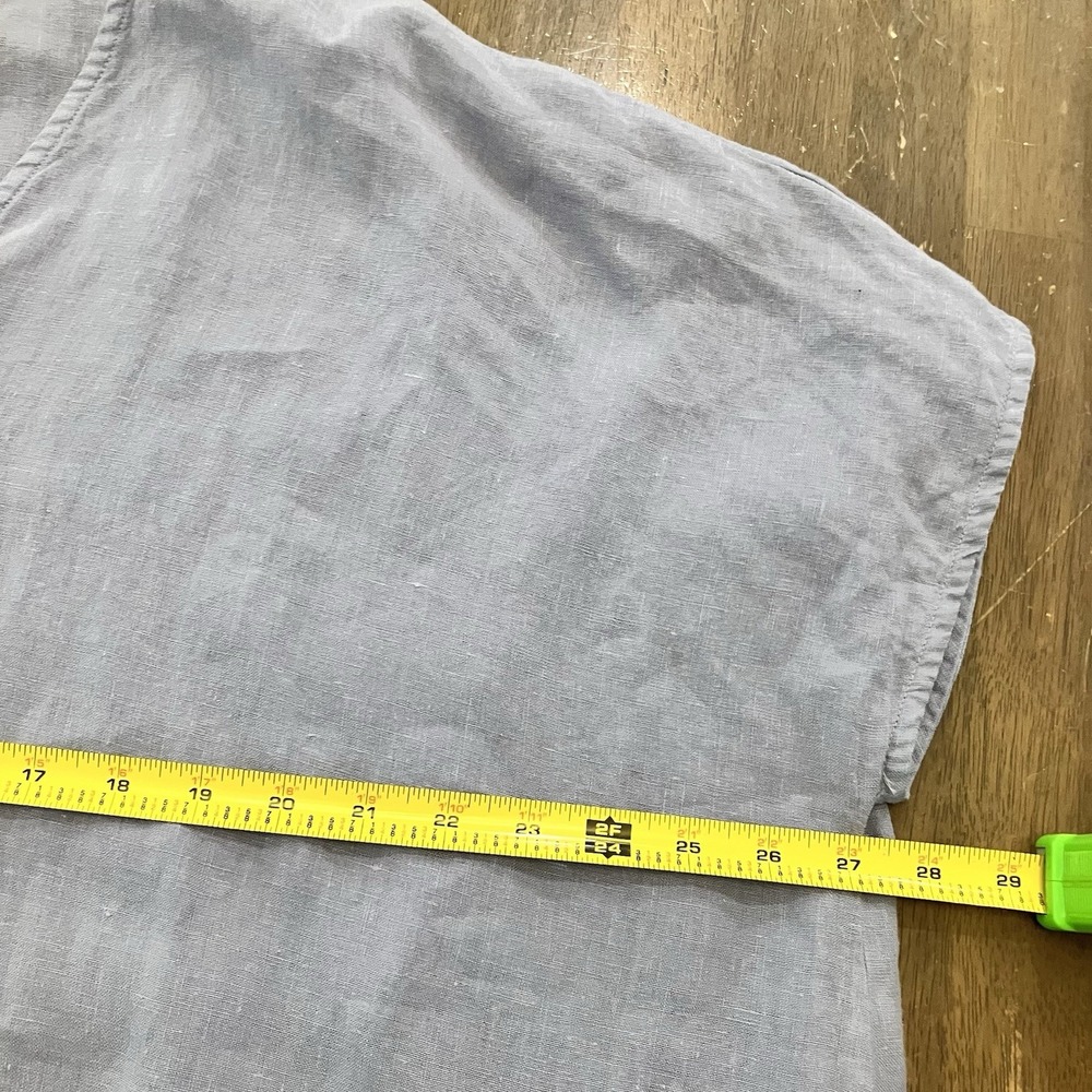 Bryn Walker 100% Linen Caftan Top Shirt Medium Blue Boxy Dolman Lagenlook Blouse - Picture 5 of 9